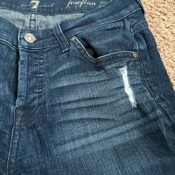 7 for all mankind josephina skinny boyfriend dark wash distressed jeans size 25 - Picture 9 of 14